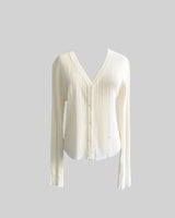 Pleats button wrap see through cardigan