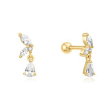 gold marquise drop barbell single piercing E070-13G