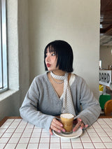 ドットシフォンロングスカーフ (IVORY, MINT 2COLORS!)