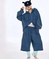 Destroyed YEGG Hoodie Blue