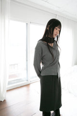 mild ribbed button midi skirt(3colors)