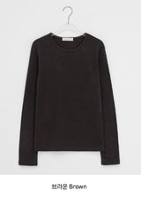 Achu Brushed Basic Round Long Sleeve Tee