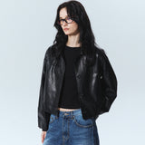 CUTING LINE LEATHER JACKET_CREAM