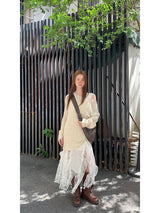 long lace frill sleeveless dress