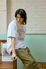 Sky Blue Classic Big Logo Crew Neck White Short Sleeve T-shirt [Unisex]