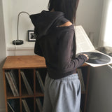 Wechel incision button hoodie long sleeve shirt