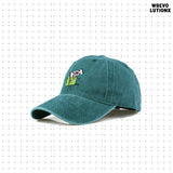 "K-Heart" Denim Washed Baseball Cap (Bottle Green)