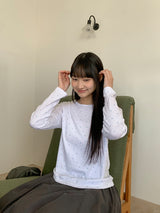26SS★ [BAONHAUS] Sorea Flower Ribbed Long Sleeve Tee