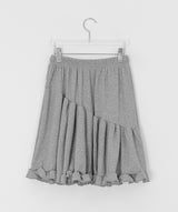 Simrin Ribbed Diagonal Shirring Midi Skirt