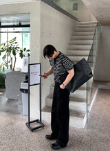 Look After Normal Leather Square Shoulder Tote Bag