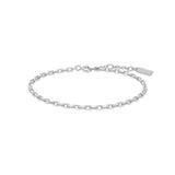 silver paperclip chain rhodium plating + 925 silver bracelet B067-02H