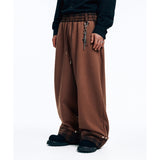 Roll-Up Check Sweat Pants - Brown