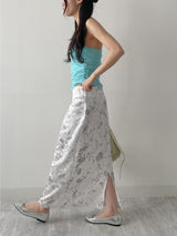 Shirred Halter Neck Long Sleeveless