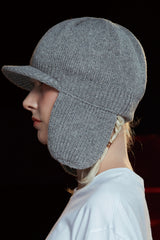 WOOL KNIT TROOPER HAT / GREY