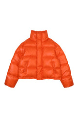 EMBROIDERED OVERSIZE PUFFER JACKET ORANGE
