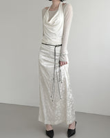Rose Jacquard Satin Long Skirt
