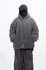 Manon Cable Hooded Fur Jacket