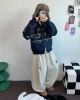 トッポッキユニークスナップバルーンコーデュロイロングパンツ 🤍🤎🧸🖤2カラー