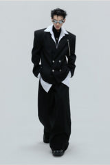 Striped Cinched Waist Blazer