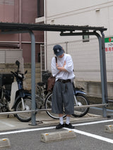 WEE ピンタック ストライプ バミューダ スラックス