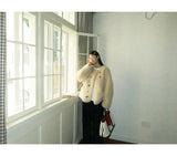 wool kitsch button round fur jacket