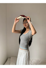 Sky Lace Gray Short Sleeve Tee