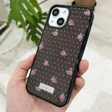 [MADE][Glass Bumper Case] バラ刺繍ニットケース Rose Embroidered Knit Case Brown