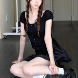 ミニ レース ブラウス (BLACK)