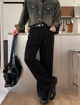  Lebey Daily Back Banding Wide Denim Pants