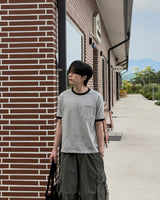 Ribbon Contrast Pocket Cropped Short Sleeve