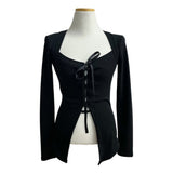 Holy Square Ribbon Corset Long Sleeve T-shirt