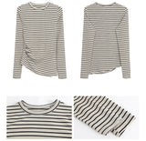 サイドシャーリングストライプ長袖Tシャツ