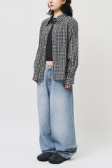 Jian Cropped Checked Shirt (3color)