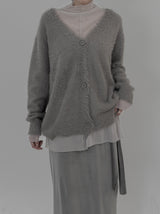 Loose-fit V-neck fur cardigan