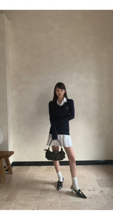 ネイビーブルーカラーシャツドレス
