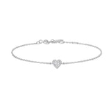 sweet heart pavé rhodium plating + 925 silver bracelet B064-01H