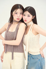 ネックタイニットキャミソール