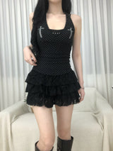 Cubic Cross Dot Halter Top