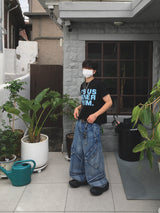 Skelader cargo denim pants (light blue)