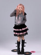 EVILTOOTH バニーパイレーツプリントブラック甘めピンク＆ブラック パンク風二点セット