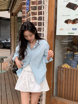 Ribbon Strap Lace Flare Mini Skirt (2color)
