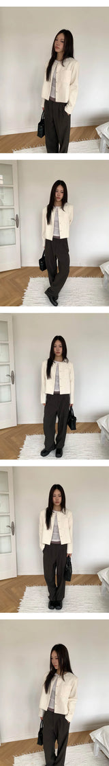 Minimal two pocket tweed jacket(2color)