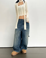 (SCARF & KNIT SET) DREAMY SOFT RIBBED CARDIGAN SCARF SEMI-CROPPED KNIT - 2 COLOR