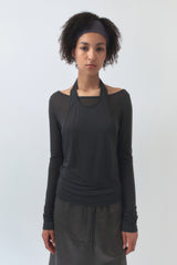 Halter Layered Long Sleeve / Charcoal