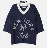New York color matching v-neck knit
