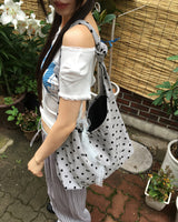 Sumney ドットレースリボンビッグショルダーバッグ