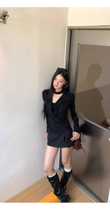 ブラックシック シマーホルターネック長袖Tシャツ