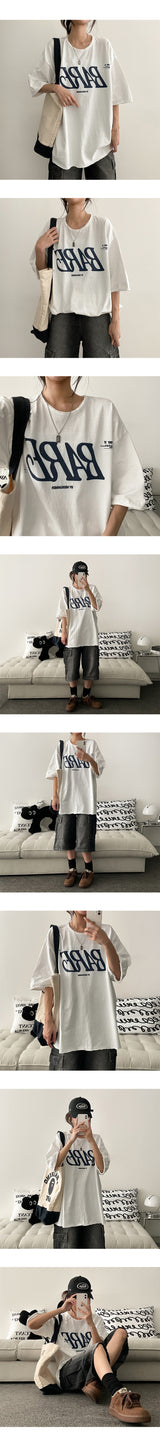 デックカッティングビンテージウォッシングオーバーショートスリーブTシャツ