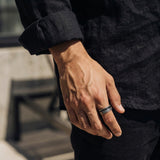 Oxidized Engraved Wide Ring