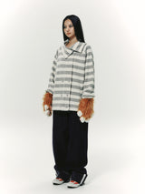 STRIPE COLLAR JACKET GREY